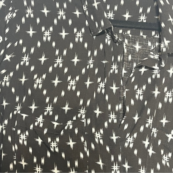 Cloth & Stone Women's Blouse Top Kasuri Hipster Star Print Black White Large - Picture 6 of 14